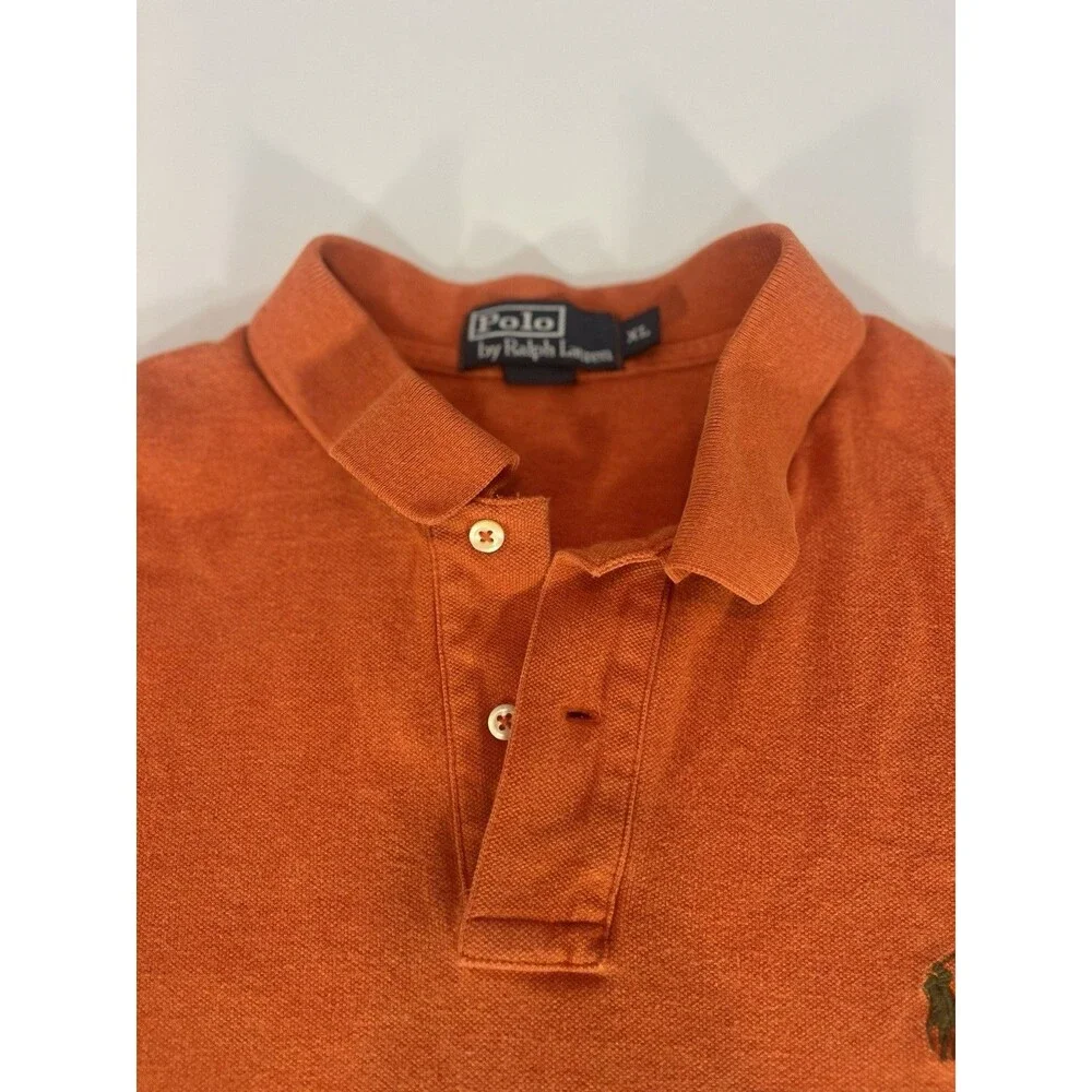 Polo Ralph Lauren Mens Custom Fit Orange Short Sleeve Polo Shirt Size XL - Picture 4 of 10